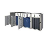 Cache poubelle Tarbek 4 places avec portes à poignée 121 x 292 x 82 cm gris anthracite [pro.tec]