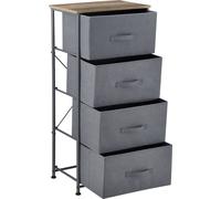 [pro.tec] Commode 4 tiroirs Console 95 x 45 x 30 cm Tablette avec boîtes de rangement Table de nuit avec tiroirs en non-tissé Gris/couleur bois