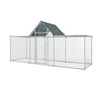 pro.tec Enclos Extérieur Volière Cage pour Animaux avec Serrure Armature Acier Galvanisé 300 x 100 x 100-150 cm Argent Vert Foncé