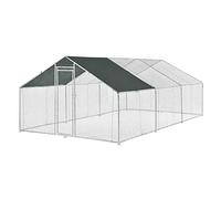 pro.tec Enclos Extérieur Wels pour Poules Canards Petits Animaux Lapins avec Toit Pare-Soleil et Porte en Acier Structure Robuste pour Jardin 3 x 6 x 2 m Argent Vert Foncé