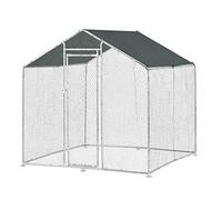 Volière Wels Enclos Extérieur Acier Galvanisé 2 x 2 x 2 m Argent Vert Foncé