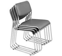 pro.tec Lot de 4 Chaises de Bureau Chaises de Conférence Sièges Empilables Confortables Peu Encombrant Bureau Salle de Réunion Espace de Réception Métal Similicuir Gris 51 x 77 x 55 cm