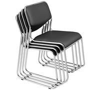 pro.tec Lot de 4 Chaises de Bureau Chaises de Conférence Sièges Empilables Confortables Peu Encombrant Bureau Salle de Réunion Espace de Réception Métal Similicuir Noir 51 x 77 x 55 cm