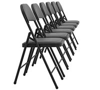 pro.tec Lot de 6 Chaise de Bureau Chaise de Conférence Chaise de Salon Pliante Chaise Visiteur Rembourrée Similicuir Métal 46 cm x 80 cm x 50 cm