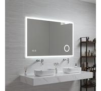 pro.tec Miroir LED pour Salle de Bain avec Loupe 3 Fois Intégrée Miroir Mural avec Interrupteur Tactile Anti-buée et Éclairage Lumière Blanche 3000K - 6500K 70 x 100 cm Blanc