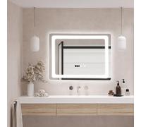 pro.tec Miroir LED pour Salle de Bain Miroir Mural avec Interrupteur Tactile Fonction Anti-buée Éclairage 3000K - 6500K Aluminium Plastique Verre 60 x 80 x 4 cm Argent