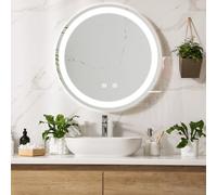 pro.tec Miroir LED pour Salle de Bain Miroir Mural avec Interrupteur Tactile Fonction Anti-buée Lumière Blanche 3000K - 6500K Aluminium Plastique Verre 50 x 50 x 3 cm Argent