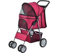 pro.tec Poussette Pliable pour Chien Chat Animaux de Compagnie avec Porte-Gobelet Espace de Rangment Protection Soleil Pluie Roues avec Freins Polyester Acier 73 x 46 x 100 cm Rouge