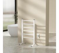pro.tec Sèche-Serviettes Électrique Radiateur Mural ou Autoportant pour Salle de Bains Chauffe-Serviettes avec Minuterie Interrupteur 100W 6 Barres 85 x 55 cm Blanc