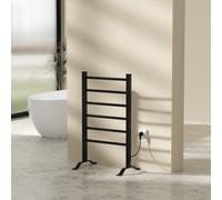 pro.tec Sèche-Serviettes Électrique Radiateur Mural ou Autoportant pour Salle de Bains Chauffe-Serviettes avec Minuterie Interrupteur 100W 6 Barres 85 x 55 cm Noir