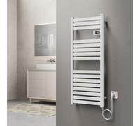 pro.tec Sèche-Serviettes Électrique Radiateur Mural pour Salle de Bains avec Écran Tactile Thermostat Programmable Chauffe-Serviettes 500W 16 Lames 120 x 50 cm Blanc