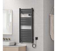 pro.tec Sèche-Serviettes Électrique Radiateur Mural pour Salle de Bains avec Écran Tactile Thermostat Programmable Chauffe-Serviettes 500W 16 Lames 120 x 50 cm Noir