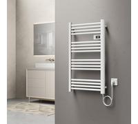 pro.tec Sèche-Serviettes Électrique Radiateur Mural pour Salle de Bains avec Écran Tactile Thermostat Programmable Chauffe-Serviettes 500W 16 Barres 96 x 54 cm Blanc