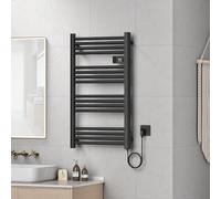 pro.tec Sèche-Serviettes Électrique Radiateur Mural pour Salle de Bains avec Écran Tactile Thermostat Programmable Chauffe-Serviettes 500W 16 Barres 96 x 54 cm Noir