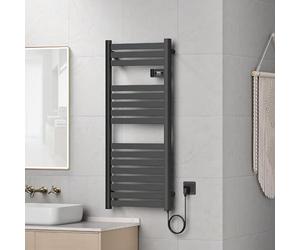 pro.tec Sèche-Serviettes Électrique Radiateur Mural pour Salle de Bains avec Écran Tactile Thermostat Programmable Chauffe-Serviettes 500W 16 Lames 120 x 50 cm Noir