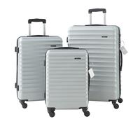Set de valises 'Pona' 3 pièces ABS rigide avec pèse-valises et étiquette de bagage Gris clair
