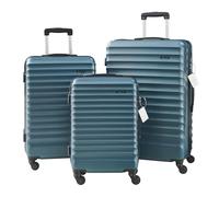Set de valises 'Pona' 3 pièces coque dure ABS avec pèse-valises et étiquette de bagage bleu