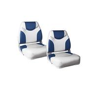 Siège Pilot de Bateau Similicuir Métal Plastique 43x41x50 cm Bleu et Blanc [pro.tec]