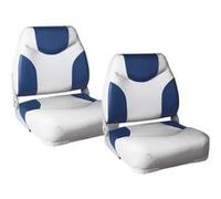 Siège Pilot de Bateau Similicuir Métal Plastique 43x41x50 cm Bleu et Blanc [pro.tec]