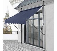 Store Banne Téléscopique Acier Polyester 250 x 120 x 200-300 cm Bleu Foncé [pro.tec]