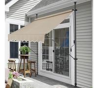 pro.tec Store Banne Manuel Rétractable pour Terrasse Marquise Soleil de Balcon Auvent Téléscopique Hauteur et Inclinaison Réglable sans Perçage Acier Polyester 250 x 120 x 220-309 cm Sable