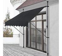 Store Banne Téléscopique Acier Polyester 300 x 120 x 200-300 cm Noir [pro.tec]
