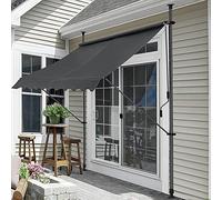 pro.tec Store Banne Manuel Rétractable pour Terrasse Marquise Soleil de Balcon Auvent Téléscopique Hauteur et Inclinaison Réglable sans Perçage Acier Polyester 400 x 120 x 200-300 cm Anthracite