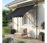 pro.tec Store Banne Stem sans Perçage 150 x 120 x 220-309 cm Noir