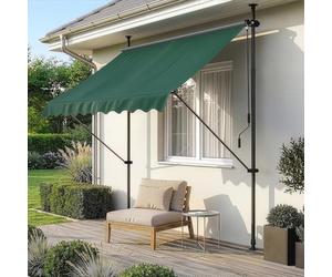 pro.tec Store Banne Stem sans Perçage 150 x 120 x 220-309 cm Vert Foncé | Manuel Rétractable pour Terrasse Marquise Soleil de Balcon Auvent Téléscopique Hauteur et Inclinaison Réglable
