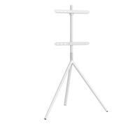 pro.tec Support TV Valle 137 x 86 x 47 cm Chevalet Télé Trépied Pivotant avec Passage de Câbles pour Écrans Jusqu'à 65 Pouces VESA Max. 400 x 400 mm Capacité de Charge 40 kg Acier Blanc