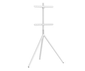 pro.tec Support TV Valle 137 x 86 x 47 cm Chevalet Télé Trépied Pivotant avec Passage de Câbles pour Écrans Jusqu'à 65 Pouces VESA Max. 400 x 400 mm Capacité de Charge 40 kg Acier Blanc