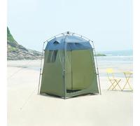 pro.tec Tente de Douche pour Camping Festivals Jardin avec Fenêtre Moustiquaire Poches de Rangement Impérméable Polyester Fibre de Verre 150 x 150 x 200 cm Vert Gris