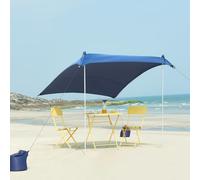 pro.tec Tente de Plage en Lycra avec Protection UV Abris de Plage pour Pêche Pique-Nique avec Sac de Transport Aluminium Nylon Élasthanne 270 x 270 x 210 cm Bleu