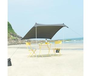 pro.tec Tente de Plage en Lycra avec Protection UV Abris de Plage pour Pêche Pique-Nique avec Sac de Transport Aluminium Nylon Élasthanne 200 x 200 x 170 cm Gris