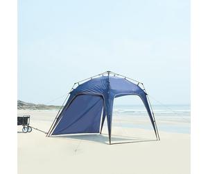 pro.tec Tonnelle de Jardin avec Guirlande Lumineuse LED Tente de Réception Pavillon pour Camping Festival avec Sac de Transport Panneau Solaire 250 x 250 x 190 cm Bleu