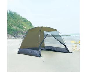 pro.tec Tonnelle de Jardin pour Camping Festivals Protection Vent Soleil Moustiquaire Pavillon Pliant Facile à Transporter Polyester 190T Fibre de Verre 305 x 305 x 213 cm Vert Olive Gris