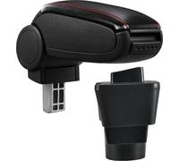 [pro.tec]® Toyota Yaris/Vitz (XP13) accoudoir central en similicuir noir avec coutures rouges accoudoir voiture