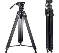 Pro Video Tripod with Fluid Head,All Metal Heavy Duty QR Plate Compatible with DJI RS Gimbals Manfrotto,Flexible 360° Pan&+90°/-85° Tilt with Adjustable Damping Max Load 22lb/10kg,BF310