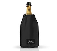 Pro Wine Rafraîchisseur Bouteille Vin & Champagne - Manchon Refroidisseur Thermique avec Gel - Refroidit en 5 min, Garde le Froid 2h - Élastique, Imperméable, Réutilisable, 75cl & Magnums (Noir)
