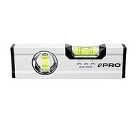 PRO600 Mini Niveau À Bulle 17cm avec pente de 2% - Profil Ergonomique et ERS+ (Easy Reading System) Petit Niveau a Bulle précis avec embouts Antichocs - Couleur Blanche