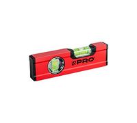 PRO600 Mini Niveau À Bulle 17cm avec Profil Ergonomique - ERS+ (Easy Reading System) - Précision de 0,5 mm/m - Petit Niveau a Bulle précis avec embouts Antichocs - Couleur Rouge