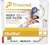 Proairtek AF10101M13SWH Lot de 6 filtres à air MERV 13, idéal pour tous ceux qui veulent un air propre et net dans leur maison, offre une meilleure circulation de l'air et une meilleure efficacité,