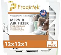 Proairtek AF12121M08SWH Modèle 12 x 12 x 1 Lot de 2 filtres à air, MERV 8 ; idéal pour tous ceux qui veulent un air propre et net dans leur maison ; il capture les particules microscopiques en