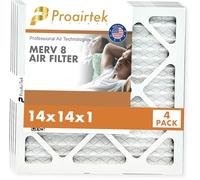 Proairtek AF14141M08SWH Modèle 14 x 14 x 1 Lot de 4 filtres à air, MERV 8 ; idéal pour tous ceux qui veulent un air propre et net dans leur maison ; il capture les particules microscopiques en