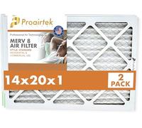 Proairtek AF14201M08SWH Modèle 14 x 20 x 1 Lot de 2 filtres à air, MERV 8 ; idéal pour tous ceux qui veulent un air propre et net dans leur maison ; il capture les particules microscopiques en