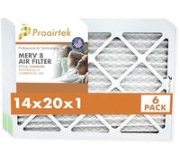 Proairtek AF14201M08SWH Modèle 14 x 20 x 1 Lot de 6 filtres à air, MERV 8 ; idéal pour tous ceux qui veulent un air propre et net dans leur maison ; il capture les particules microscopiques en