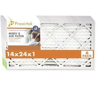 Proairtek AF14241M08SWH Modèle 14 x 24 x 1 Lot de 6 filtres à air, MERV 8 ; idéal pour tous ceux qui veulent un air propre et net dans leur maison ; il capture les particules microscopiques en
