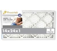 Proairtek AF14241M11SWH Modèle 14 x 24 x 1 Lot de 2 filtres à air, MERV 11 ; idéal pour tous ceux qui veulent un air propre et net dans leur maison ; il capture les particules microscopiques en