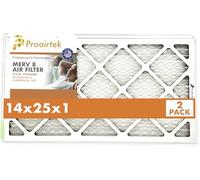 Proairtek AF14251M08SWH Modèle 14 x 25 x 1 Lot de 2 filtres à air, MERV 8 ; idéal pour tous ceux qui veulent un air propre et net dans leur maison ; il capture les particules microscopiques en
