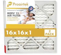 Proairtek AF16161M13SWH Modèle 16 x 16 x 1 Lot de 2 filtres à air, MERV 13 ; idéal pour tous ceux qui veulent un air propre et net dans leur maison ; il capture les particules microscopiques en